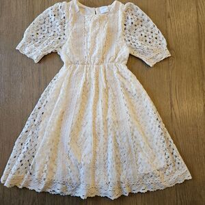 Zara Ivory Cream Color Lace Short Sleeve Dress Size 6T